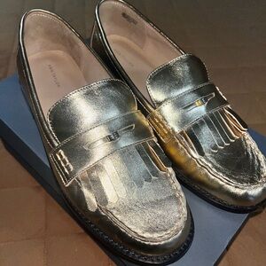 Ann Taylor Gold Fringe Loafers